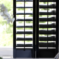 Black Plantation Shutters with Orchid Basswood