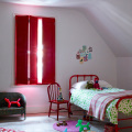Red Raised Shutters in Childrens Bedroom Basswood